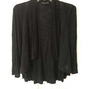 Black Cable & Gauge Size Medium High Low 3/4 Sleeve Shrug W Sheer Side Panels
